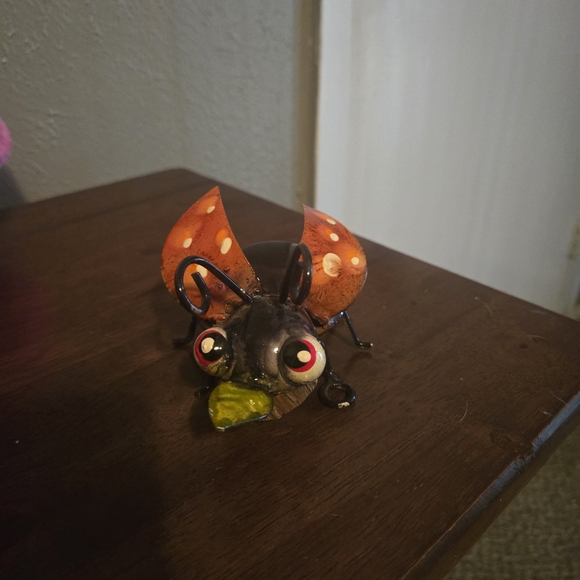 Charming Metal Ladybug Decor - Orange and Black - Picture 1 of 4